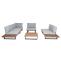 Garten-Garnitur mit Sessel HWC-H54, Lounge-Set Sofa, Spun Poly Akazie Holz FSC Aluminium ~ hellbraun, Polster hellgrau