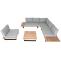 Garten-Garnitur mit Sessel HWC-H54, Lounge-Set Sofa, Spun Poly Akazie Holz FSC Aluminium ~ hellbraun, Polster hellgrau