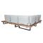 Garten-Garnitur mit Sessel HWC-H54, Lounge-Set Sofa, Spun Poly Akazie Holz FSC Aluminium ~ hellbraun, Polster hellgrau