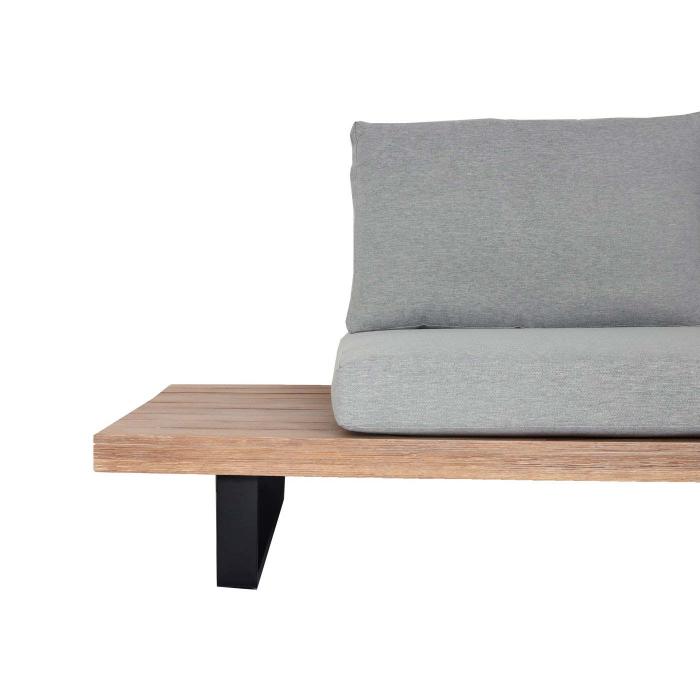 Garten-Garnitur mit Sessel HWC-H54, Lounge-Set Sofa, Spun Poly Akazie Holz FSC Aluminium ~ hellbraun, Polster hellgrau