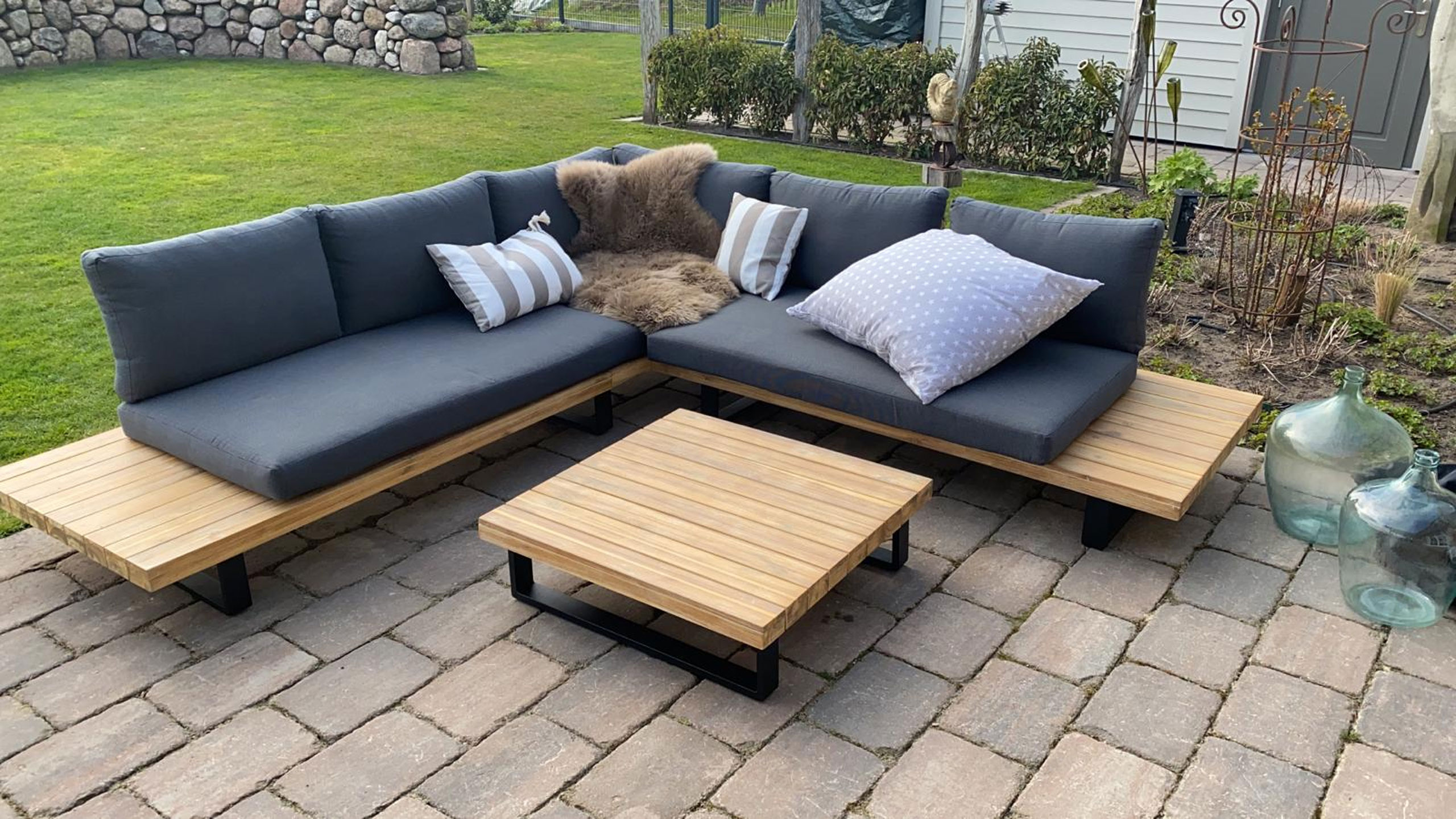 GartenGarnitur HWCH54, Garnitur Sitzgruppe LoungeSet, Spun Poly