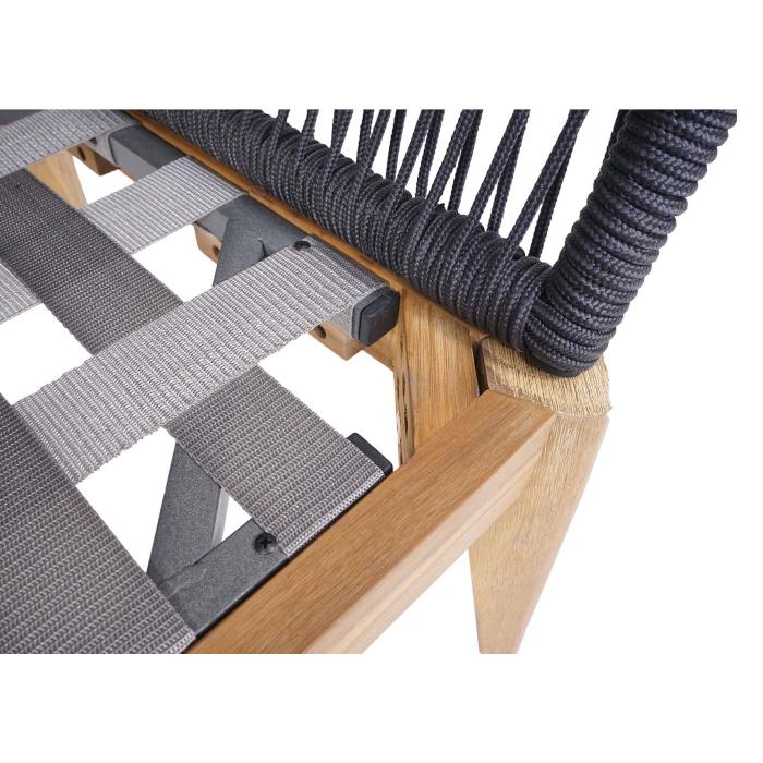 Gartengarnitur HWC-H55, Lounge-Set Sofa Sitzgruppe, Seilgeflecht Rope Holz Akazie Spun Poly MVG ~ Kissen hellgrau