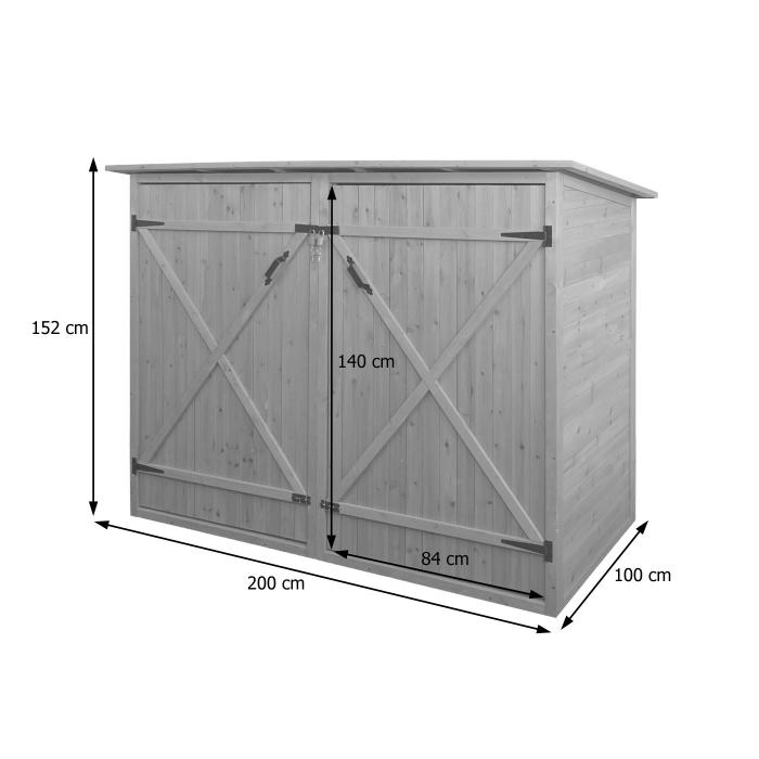 1er-Fahrradgarage HWC-H60, Fahrradbox Gerteschuppen Gertehaus, MVG abschliebar 152x184x98cm ~ braun