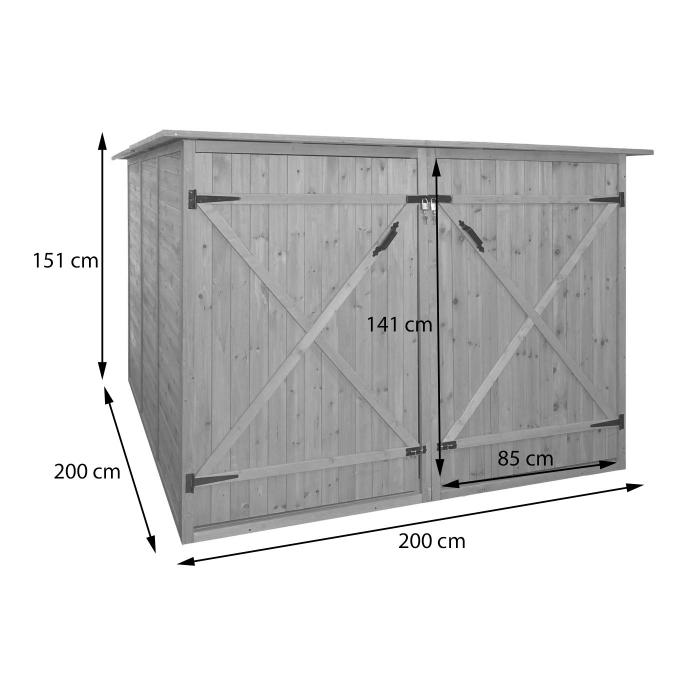 2er-Fahrradgarage HWC-H60, Fahrradbox Gerteschuppen Gertehaus, MVG abschliebar 151x200x200cm ~ anthrazit