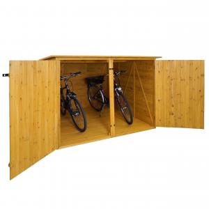 2er-Fahrradgarage HWC-H60, Fahrradbox Gerteschuppen Gertehaus, MVG abschliebar 151x200x200cm ~ braun