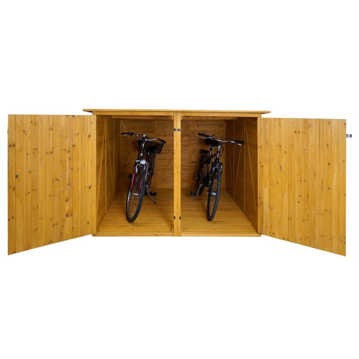 2er-Fahrradgarage HWC-H60, Fahrradbox Gerteschuppen Gertehaus, MVG abschliebar 151x200x200cm ~ braun