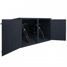 2er-Fahrradgarage HWC-H60, Fahrradbox Geräteschuppen Gerätehaus, abschließbar 151x200x200cm ~ anthrazit