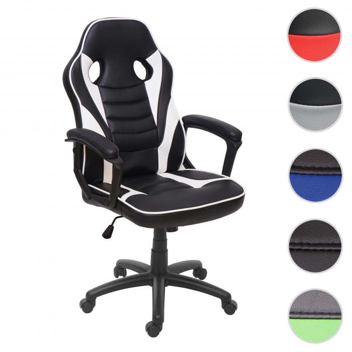 Brostuhl HWC-F59, Schreibtischstuhl Drehstuhl Racing-Chair Gaming-Chair, Kunstleder ~ schwarz/wei