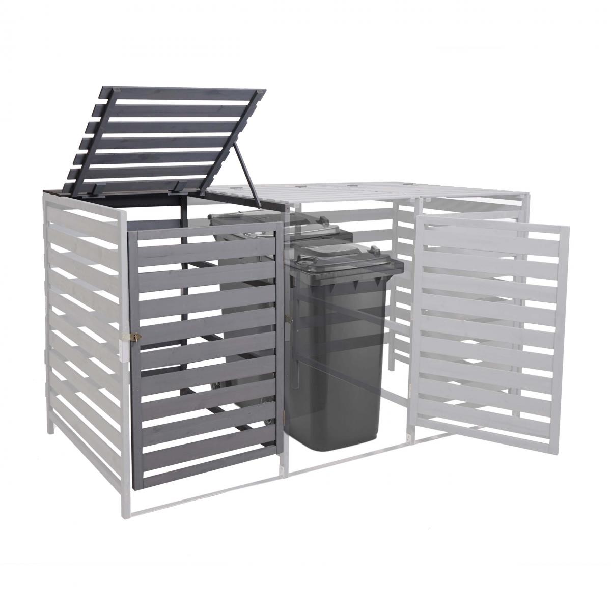 B-Ware (Kratzer/Holzschden SK3) | XL 1er-/2er-Mlltonnenverkleidung Erweiterung HWC-H62, 114x67x97cm Holz ~ hellgrau
