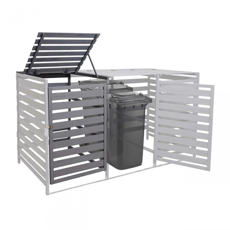 B-Ware (Kratzer/Holzschden SK3) | XL 1er-/2er-Mlltonnenverkleidung Erweiterung HWC-H62, 114x67x97cm Holz ~ hellgrau