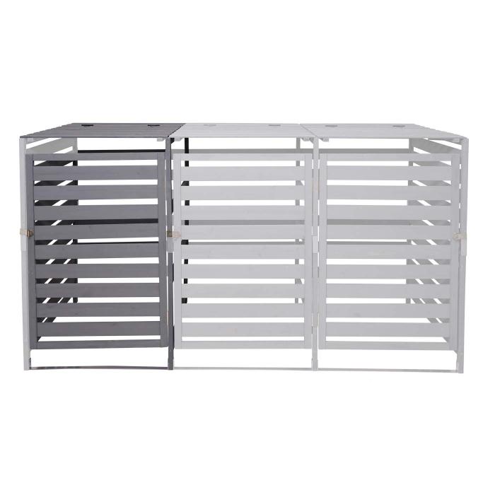 B-Ware (Kratzer/Holzschden SK3) | XL 1er-/2er-Mlltonnenverkleidung Erweiterung HWC-H62, 114x67x97cm Holz ~ hellgrau