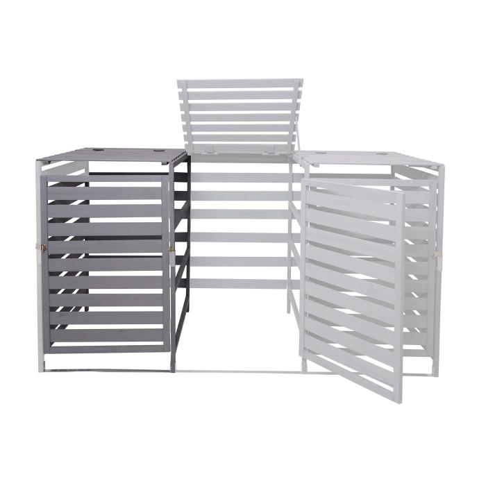 B-Ware (Kratzer/Holzschden SK3) | XL 1er-/2er-Mlltonnenverkleidung Erweiterung HWC-H62, 114x67x97cm Holz ~ hellgrau