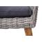 2er-Set Poly-Rattan Gartenstuhl HWC-H65, Rattanstuhl Balkonstuhl Sessel, Spun Poly Akazie MVG ~ grau, Kissen dunkelgrau