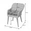 2er-Set Poly-Rattan Gartenstuhl HWC-H65, Rattanstuhl Balkonstuhl Sessel, Spun Poly Akazie MVG ~ grau, Kissen dunkelgrau