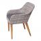 2er-Set Poly-Rattan Gartenstuhl HWC-H65, Rattanstuhl Balkonstuhl Sessel, Spun Poly Akazie MVG ~ grau, Kissen dunkelgrau