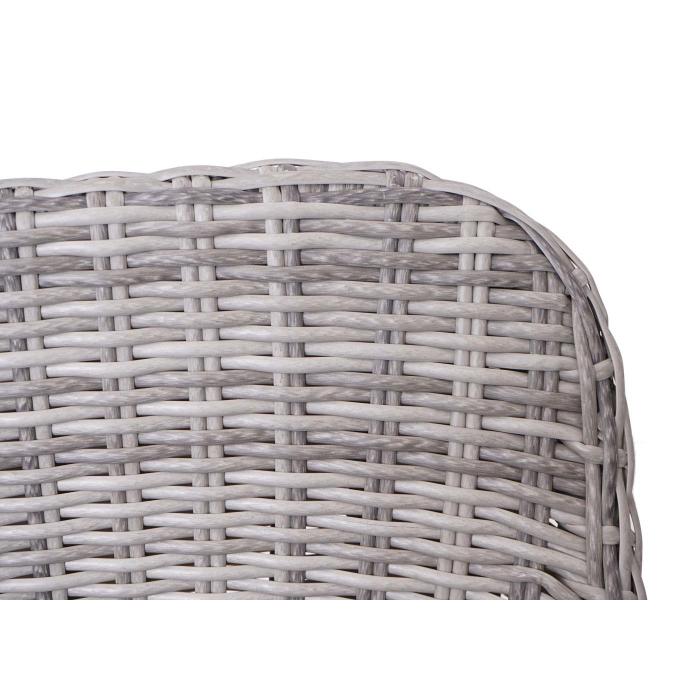 2er-Set Poly-Rattan Gartenstuhl HWC-H65, Rattanstuhl Balkonstuhl Sessel, Spun Poly Akazie MVG ~ grau, Kissen dunkelgrau