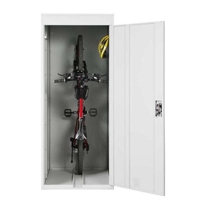 Fahrradgarage HWC-H66, Fahrradbox Gertehaus Fahrradunterstand, erweiterbar abschliebar Metall ~ hellgrau