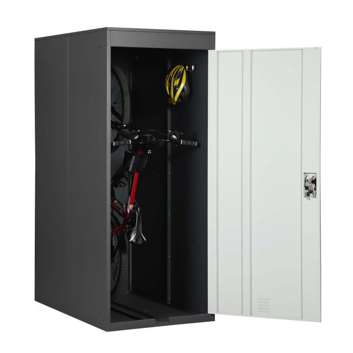 Fahrradgarage HWC-H66, Fahrradbox Gertehaus Fahrradunterstand, erweiterbar abschliebar Metall ~ anthrazit-hellgrau