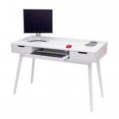 Schreibtisch HWC-A70b, Bürotisch Computertisch, MDF 120x55cm ~ weiß
