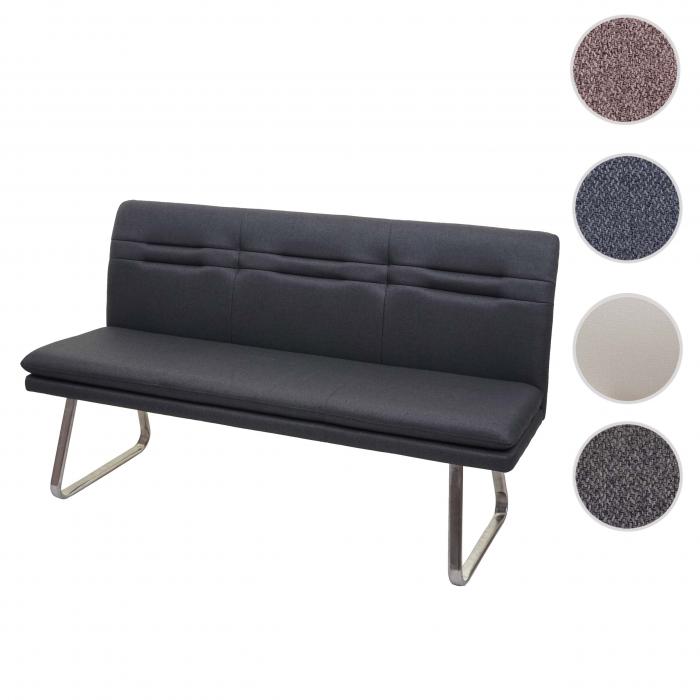 Sitzbank HWC-H70, Esszimmerbank Bank Polsterbank, Rckenlehne Stoff/Textil Edelstahl gebrstet ~ grau 160cm