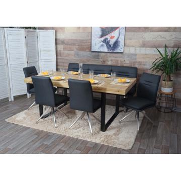 Esszimmer-Set HWC-H70, Sitzgruppe Esszimmergruppe Esszimmergarnitur, Stoff/Textil Edelstahl gebrstet ~ dunkelgrau 180cm