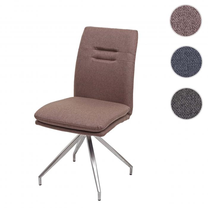 Esszimmerstuhl HWC-H70, Kchenstuhl Lehnstuhl Stuhl, Stoff/Textil Edelstahl gebrstet ~ braun