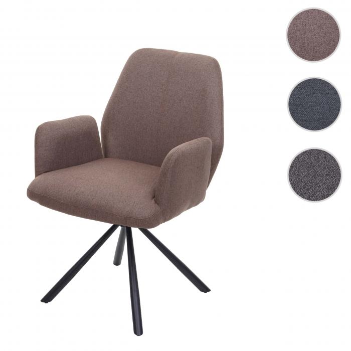 Esszimmerstuhl HWC-H71, Kchenstuhl Lehnstuhl Stuhl, Stoff/Textil Stahl ~ braun
