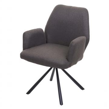 B-Ware (Riss SK3) | Esszimmerstuhl HWC-H71, Kchenstuhl Lehnstuhl Stuhl, Stoff/Textil Stahl ~ grau-braun