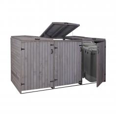 XL 3er-/6er-Mülltonnenverkleidung HWC-H74, Mülltonnenbox, erweiterbar 120x75x96 Holz FSC-zertifiziert ~ anthrazit-grau