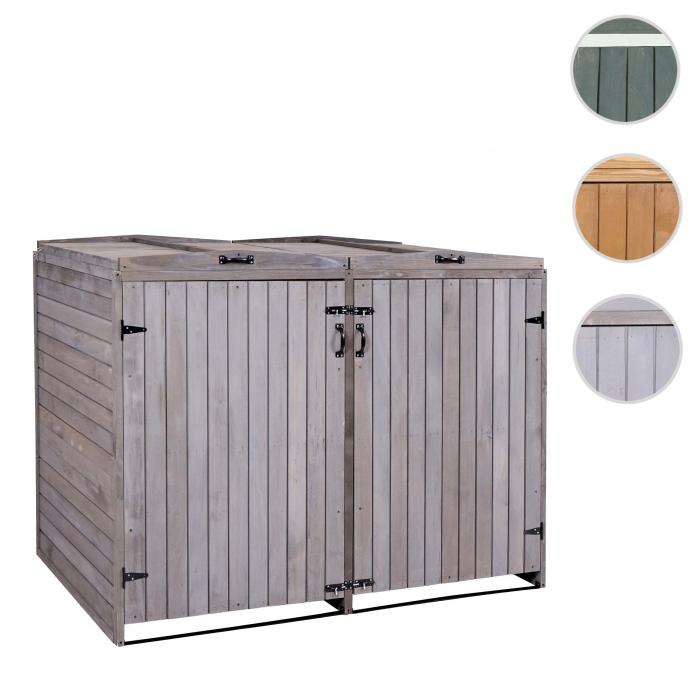 XL 2er-/4er-Mlltonnenverkleidung HWC-H74, Mlltonnenbox, erweiterbar 126x158x98cm Holz FSC ~ anthrazit-grau