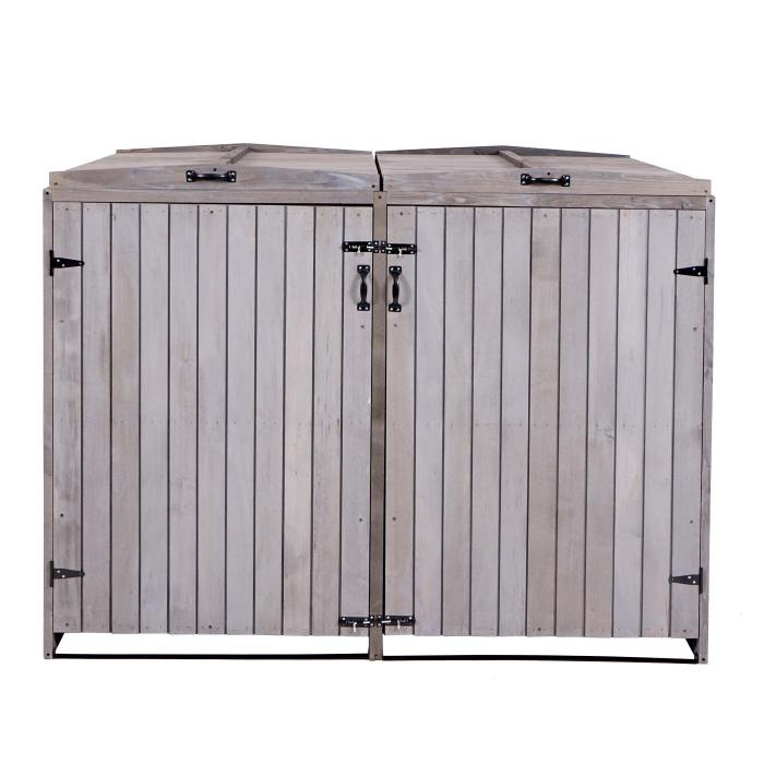 XL 2er-/4er-Mlltonnenverkleidung HWC-H74, Mlltonnenbox, erweiterbar 126x158x98cm Holz FSC ~ anthrazit-grau