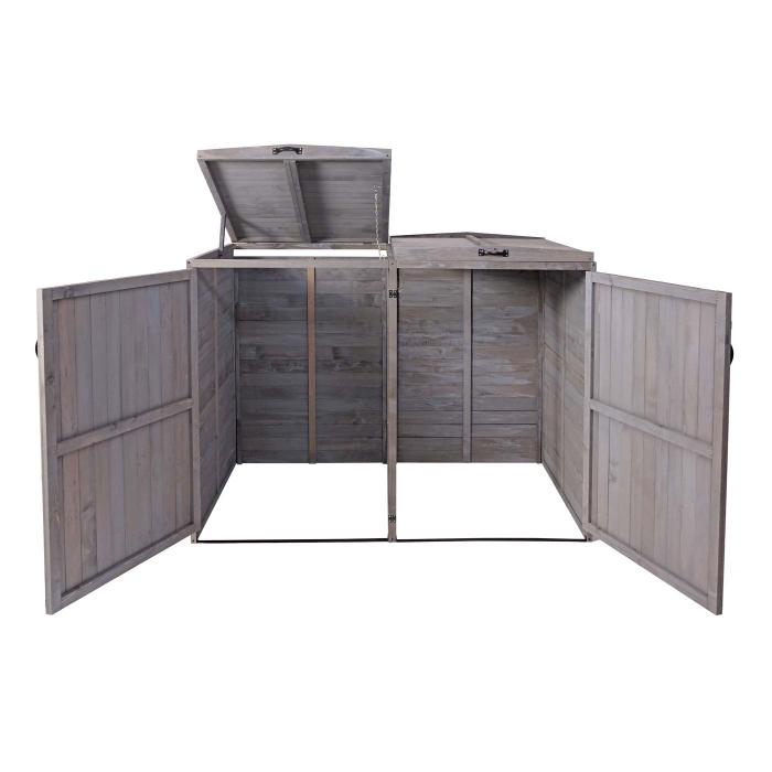 XL 2er-/4er-Mlltonnenverkleidung HWC-H74, Mlltonnenbox, erweiterbar 126x158x98cm Holz FSC ~ anthrazit-grau