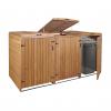 XL 3er-/6er-Mülltonnenverkleidung HWC-H74, Mülltonnenbox, erweiterbar 120x75x96 Holz FSC-zertifiziert ~ braun