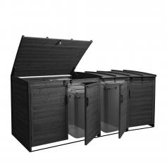 XL 4er-/8er-Mülltonnenverkleidung HWC-H75b, Mülltonnenbox, erweiterbar 138x276x105cm Holz MVG-zertifiziert ~ anthrazit