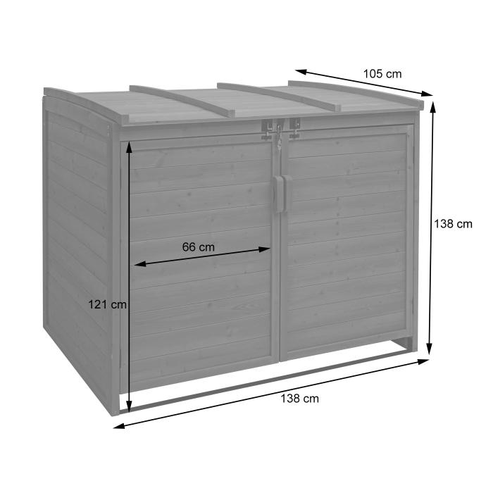 XL 2er-/4er-Mlltonnenverkleidung HWC-H75b, Mlltonnenbox, erweiterbar 138x138x105cm Holz MVG-zertifiziert ~ anthrazit