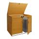 XL 2er-/4er-Mülltonnenverkleidung HWC-H75b, Mülltonnenbox, erweiterbar 138x138x105cm Holz MVG-zertifiziert ~ braun