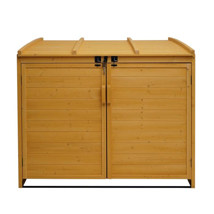 XL 2er-/4er-Mlltonnenverkleidung HWC-H75b, Mlltonnenbox, erweiterbar 138x138x105cm Holz MVG-zertifiziert ~ braun