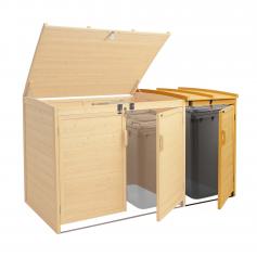 XL 1er-/2er-Mülltonnenverkleidung Erweiterung HWC-H75b, Mülltonnenbox, 121x66x92cm Holz FSC-zertifiziert ~ braun