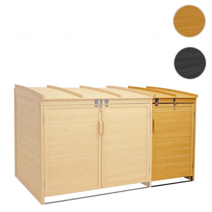 XL 1er-/2er-Mlltonnenverkleidung Erweiterung HWC-H75b, Mlltonnenbox, 138x69x105cm Holz MVG-zertifiziert ~ braun