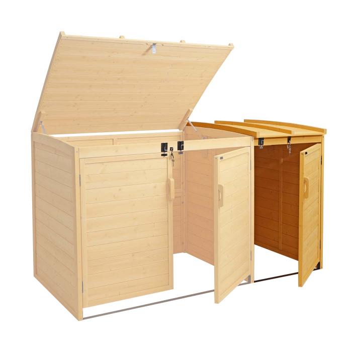 XL 1er-/2er-Mlltonnenverkleidung Erweiterung HWC-H75b, Mlltonnenbox, 138x69x105cm Holz MVG-zertifiziert ~ braun