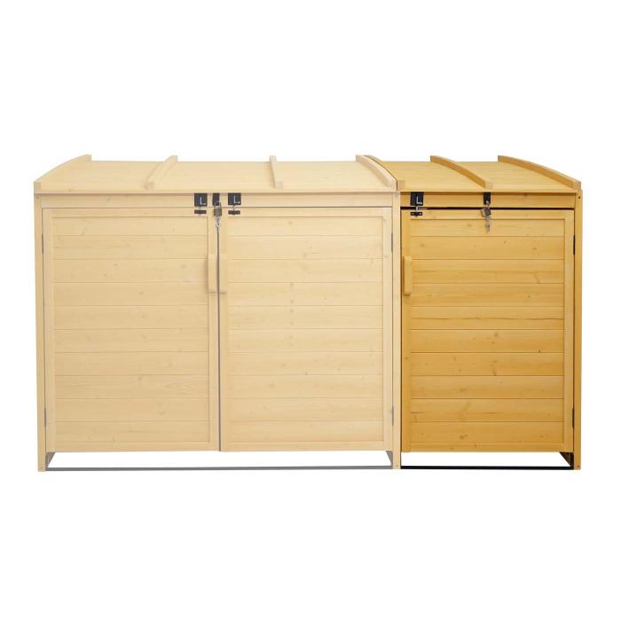 XL 1er-/2er-Mlltonnenverkleidung Erweiterung HWC-H75b, Mlltonnenbox, 138x69x105cm Holz MVG-zertifiziert ~ braun