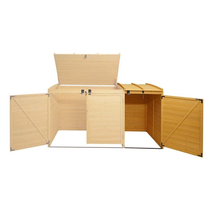 XL 1er-/2er-Mlltonnenverkleidung Erweiterung HWC-H75, Mlltonnenbox, 120x68x104cm Holz MVG-zertifiziert ~ braun