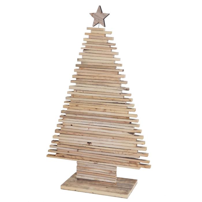 B-Ware Deko-Weihnachtsbaum HWC-H76, Christbaum mit Stern Weihnachtsdekoration, Shabby-Look Tannenholz 130x82x30cm