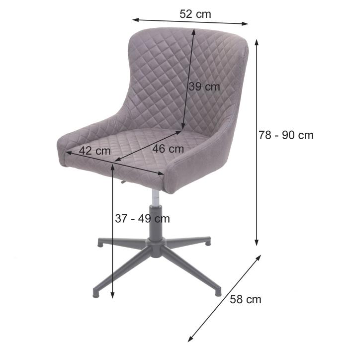 Brostuhl HWC-H79, Schreibtischstuhl Drehstuhl, hhenverstellbar Vintage Metall ~ Stoff/Textil grau