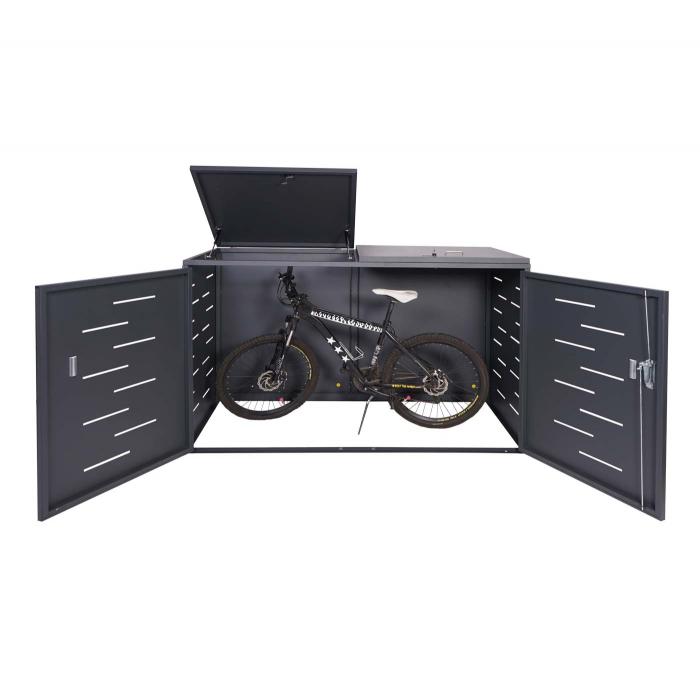 2er-Fahrradgarage HWC-H80, Fahrradbox Geräteschuppen, abschließbar ~ ohne Pflanzkasten 118x191x100cm anthrazit