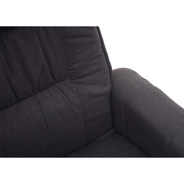 Relaxsessel M56, Fernsehsessel TV-Sessel mit Hocker, Stoff/Textil ~ dunkelgrau
