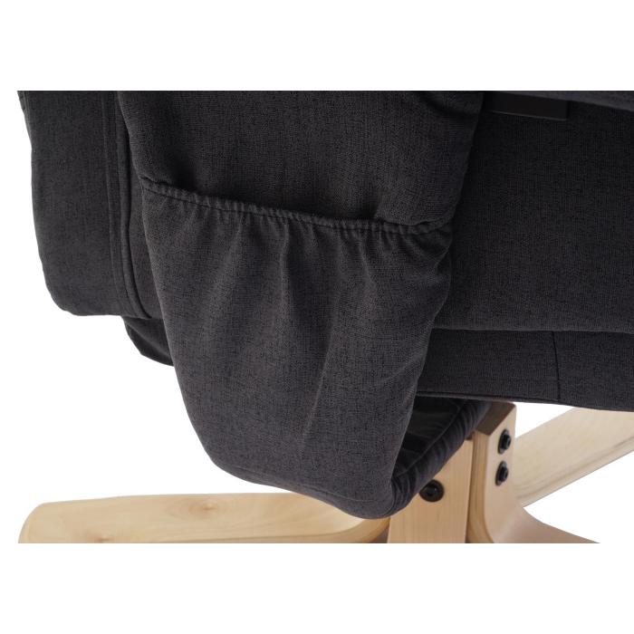 Relaxsessel M56, Fernsehsessel TV-Sessel mit Hocker, Stoff/Textil ~ dunkelgrau