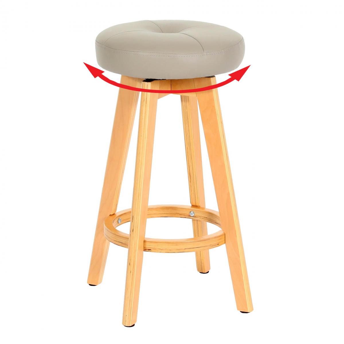 Barhocker Navan, Barstuhl Tresenhocker, Holz Kunstleder drehbar ~ taupe, helle Beine