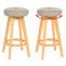 2er-Set Barhocker Navan, Barstuhl Tresenhocker, Holz Kunstleder drehbar ~ taupe, helle Beine