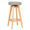 2er-Set Barhocker Navan, Barstuhl Tresenhocker, Holz Kunstleder drehbar ~ taupe, helle Beine